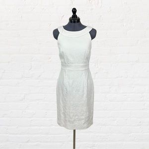 White Floral Dress with Keyhole Back with Bow, White House Black Market, Size 2